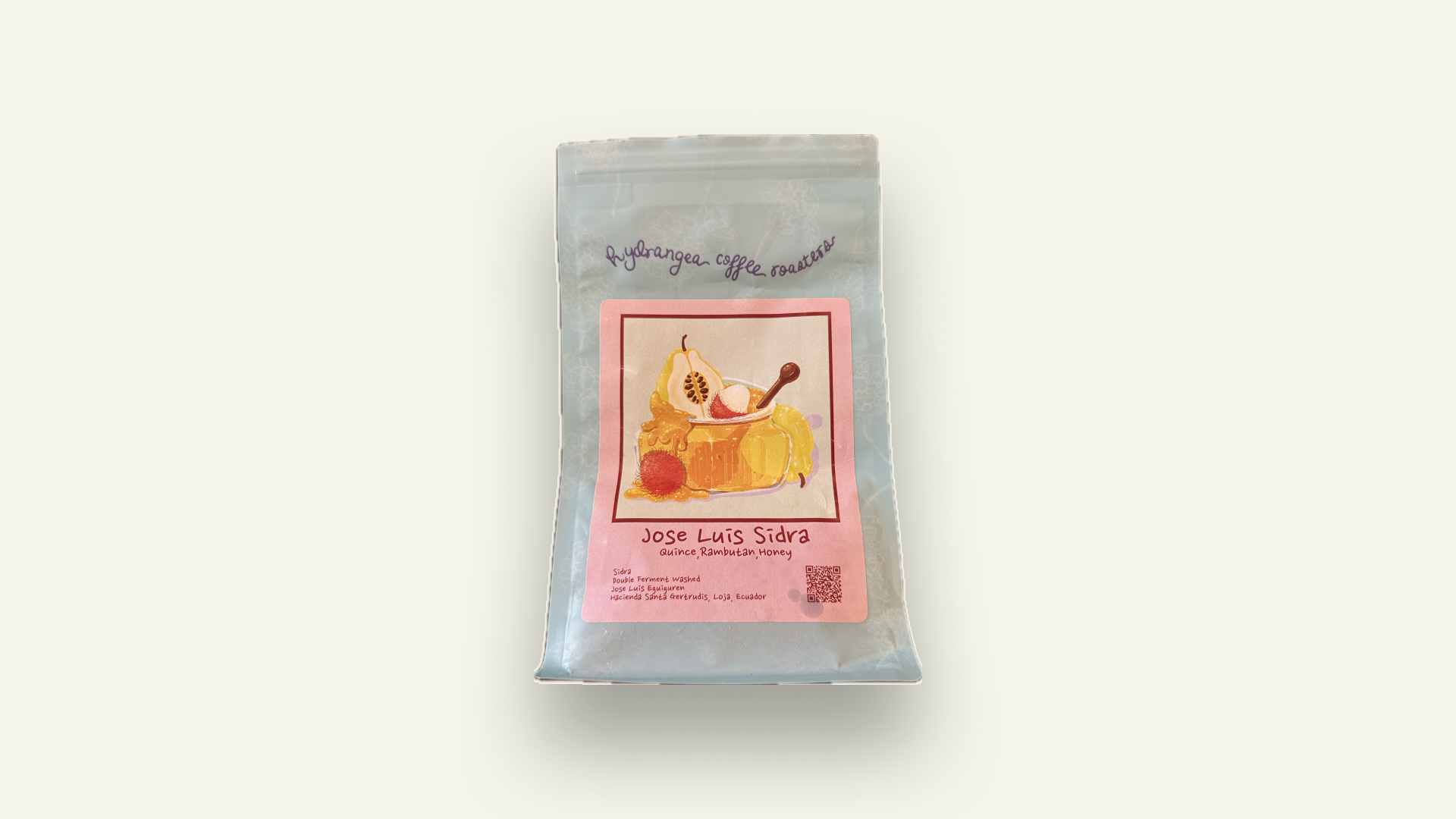 Coffee bag for Jose Luis Sidra Ecuadorian coffee by Hydrangea Coffee Roasters
