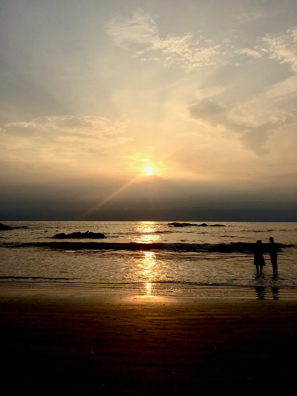 A sun set on the beach