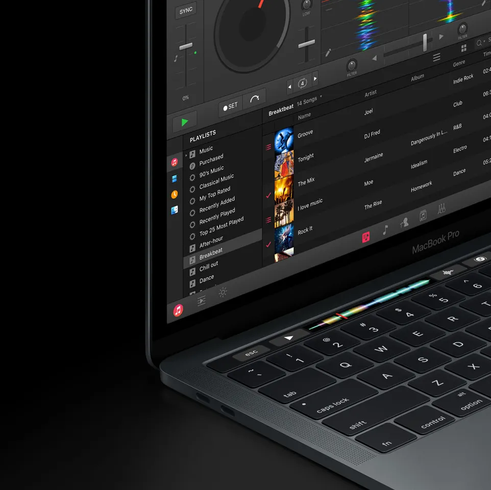 djay Pro utilizing Touch Bar